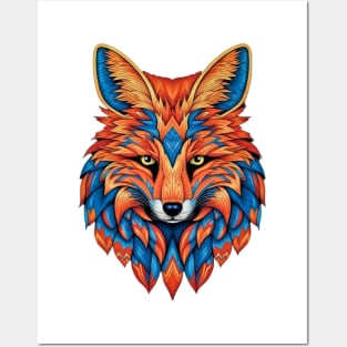 Spectrum Fox: Radiant Op Art Red Fox Design Posters and Art